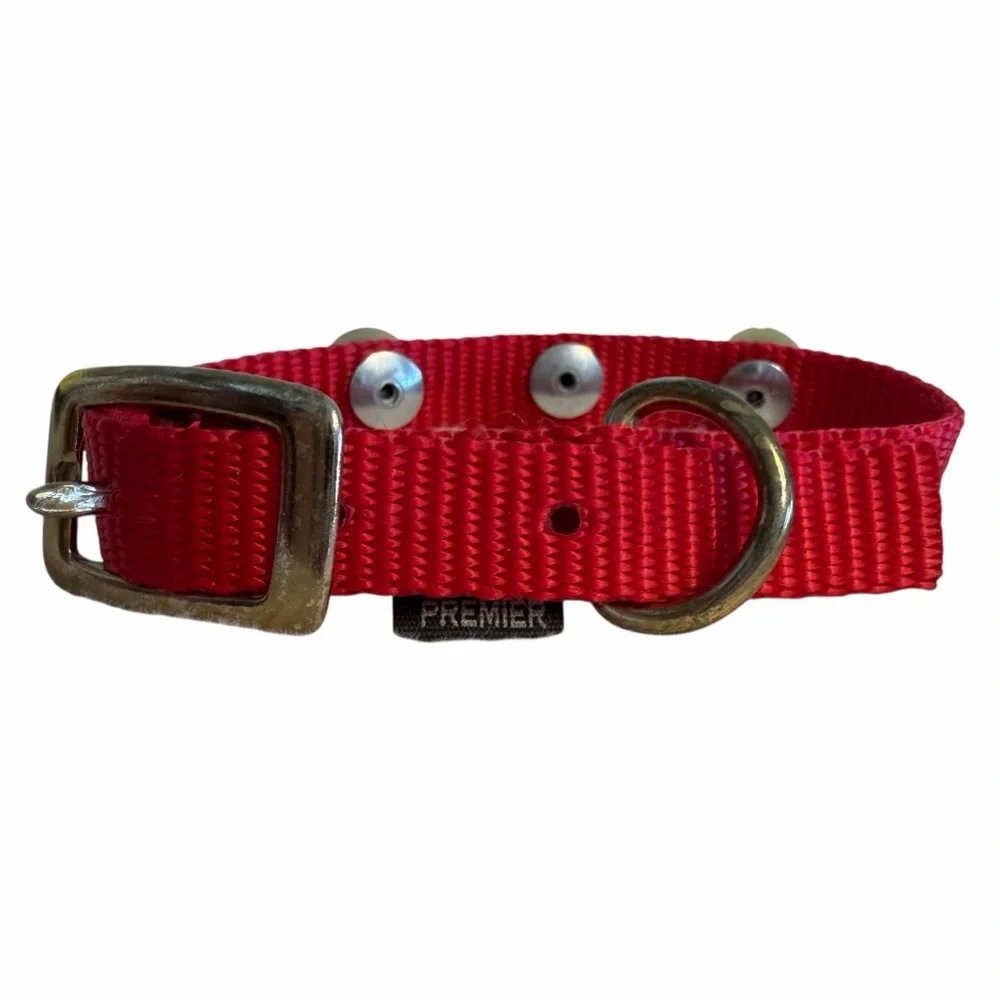 Red Jingle Vinyl Cat Collar with 3 Gold Bells 11” NWOT